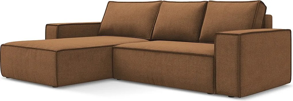 Narożnik lewostronny z funkcją spania - z tkaniny strukturalnej - terakota - KIMO