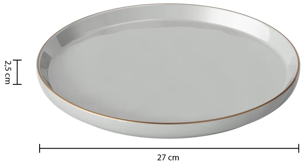 Talerze obiadowe porcelanowe SUBLIMA, złota obwódka, 6 sztuk x Ø 27 cm