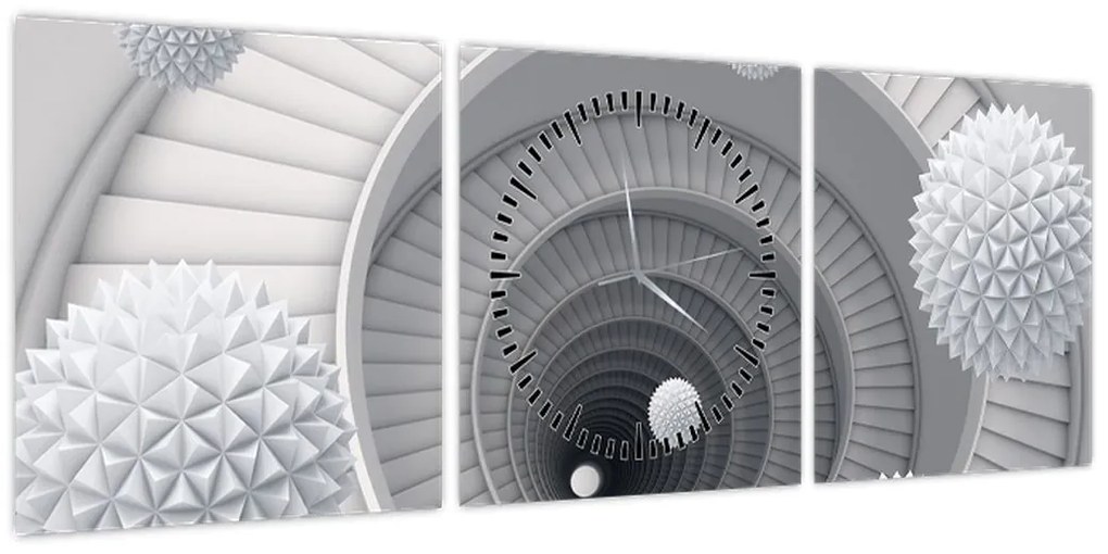 Obraz abstrakcji 3D (z zegarem) (90x30 cm)