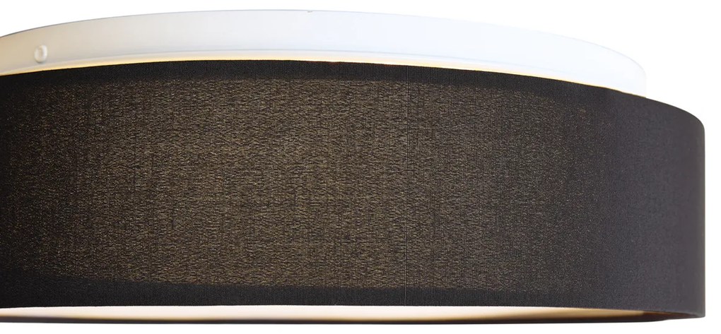 Inteligentna lampa sufitowa czarna 35 cm z LED i pilotem - Flat Drum