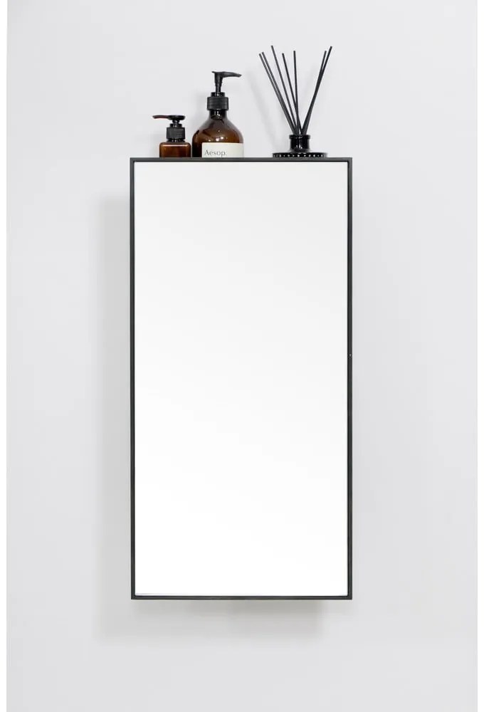 Czarne lustro z półkami z drewna dębowego 31x61,5 cm Slimline – Wireworks