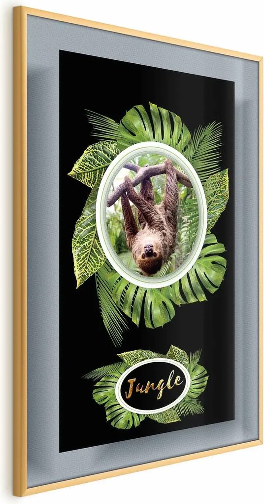 Plakat Leniwiec 21x30 cm z ramą złotą bez marginesu ARTGEIST B