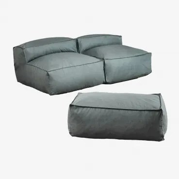 Sofa Modułowy 2-częściowy Z Pufą Do Ogrodu Dojans Éter Zieleń - Sklum