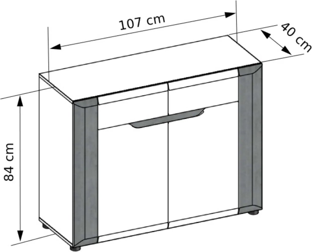 Komoda z Szufladami do Salonu NOVO 107 cm Biała / beton Nowoczesna