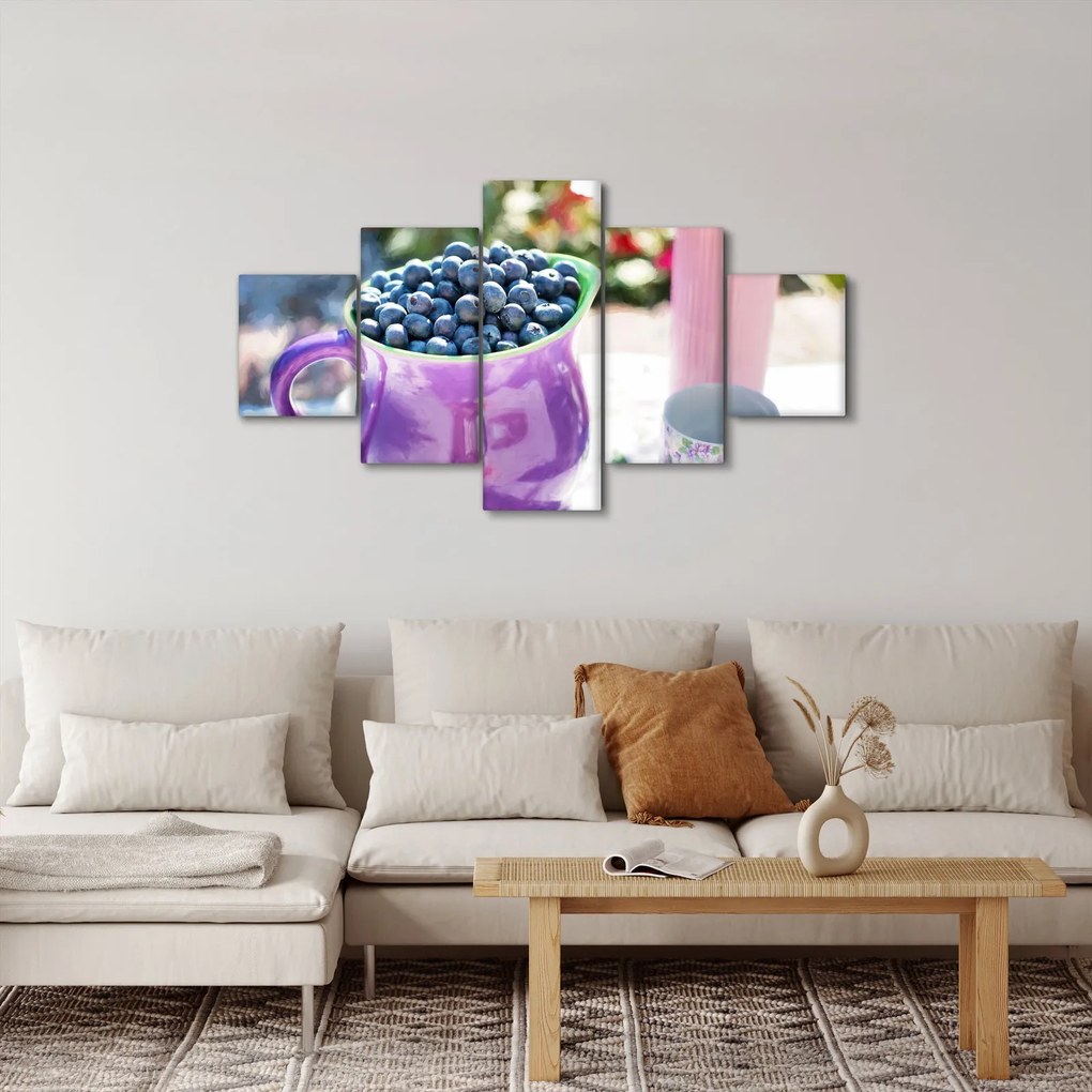Obraz - jagody w filiżance (125x70 cm)
