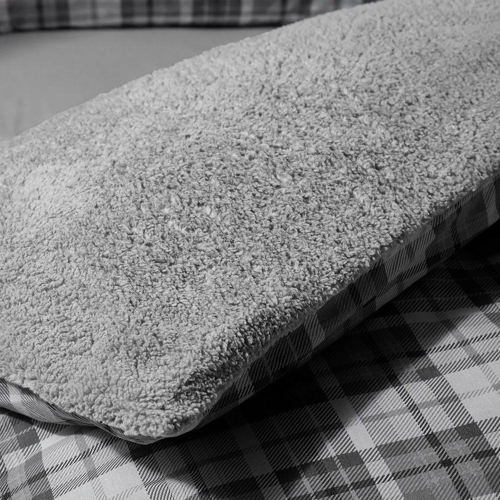 Szara pościel jednoosobowa z materiału sherpa 135x200 cm Cosy Sherpa Check – Catherine Lansfield