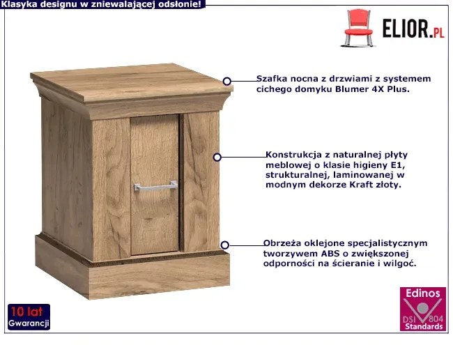 Stolik nocny kraft złoty W8-W35