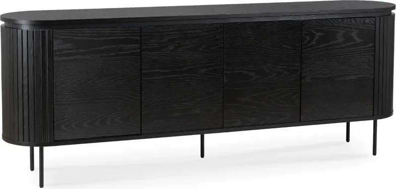 Czarna komoda na nóżkach z lamelami 200cm Z2-T86