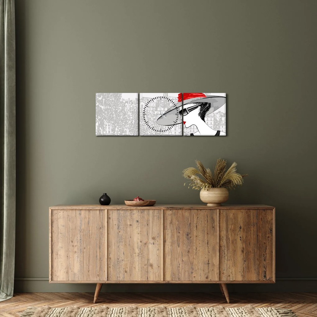 Obraz  - Dama w mieście (z zegarem) (90x30 cm)