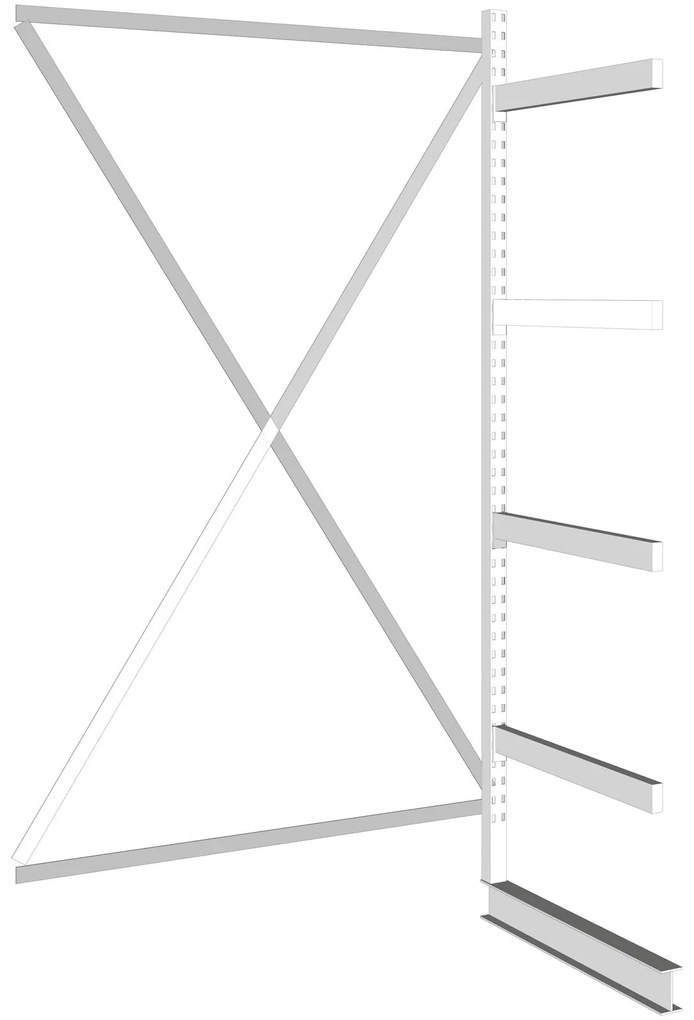 META Regał wspornikowy, jednostronny, 250 kg, 2500 x 1330 x 1030 mm, dodatkowy