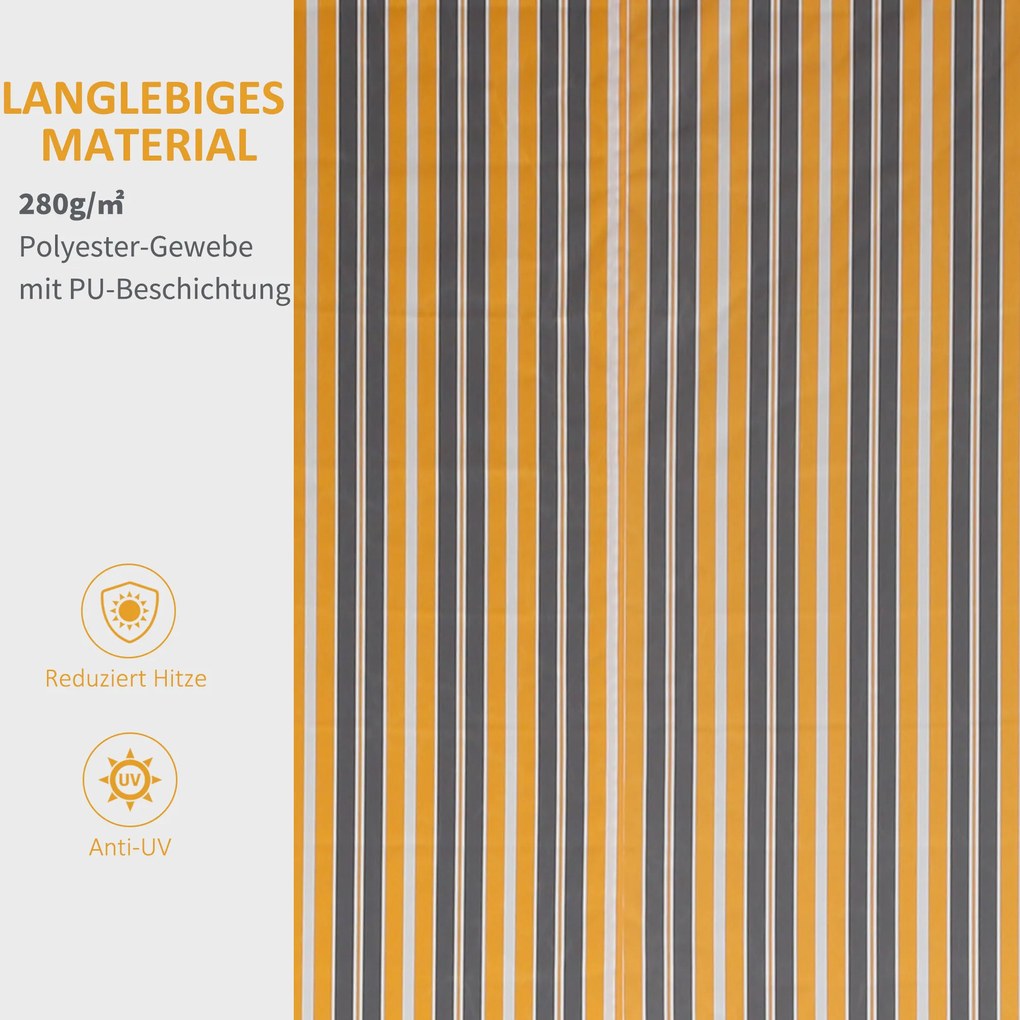 Outsunny markiza, markiza przegubowa, korbka ręczna, balkon, 2,95 x 2,45 m, aluminium, kolor: żółty, szary