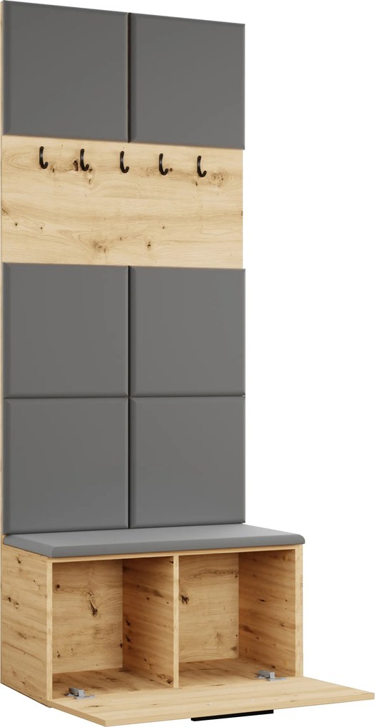Masseno Garderoba MODULO 80,6/204/40 cm do Przedpokoju Nowoczesna Dąb Artisan