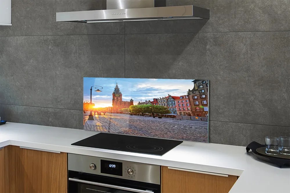 Panel szklany do Kuchni Gdańska Starówka o Świcie