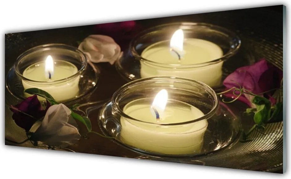 Szkło do Kuchni na Ścianę Blask Świec W Ciemności