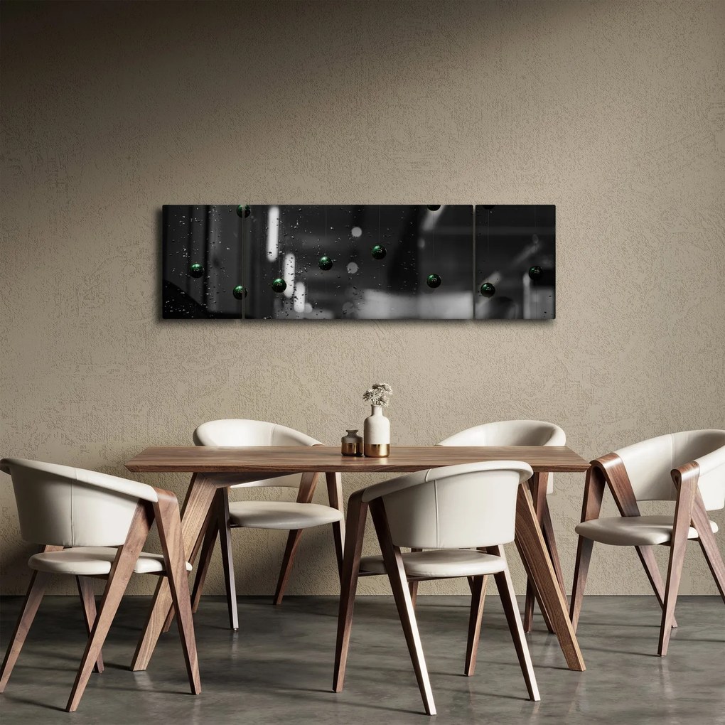 Abstrakcyjny obraz - zielone kulki (170x50 cm)