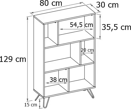 Industrialny regał na zabawki dąb craft P2-M66
