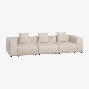 Modułowa Sofa 3-częściowa (↔︎315 Cm) Z Wysokim Podłokietnikiem Bruna Sztruksu Beżowy Len - Sklum