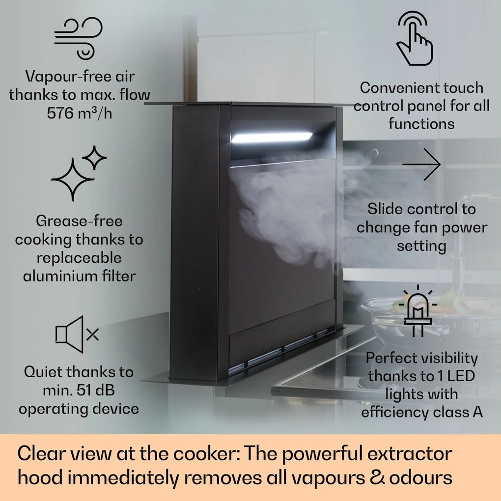 Klarstein Royal Flush 90cm 604.1m³/godz. Okap Blatowy Czarny