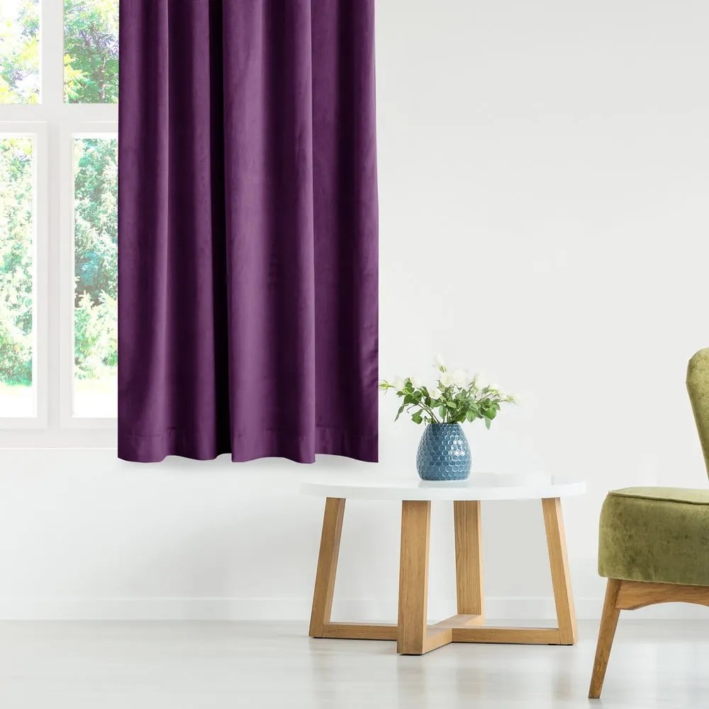 Fioletowa aksamitna zasłona częściowo zaciemniająca (dimout) 140x270 cm Eyelets – Restilo