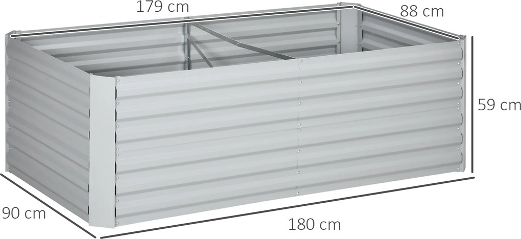 Outsunny Skrzynka na rośliny, Przenośna grządka do sadzenia, pielęgnacji roślin, Wysoki grząd, Stal, Jasnoszary
