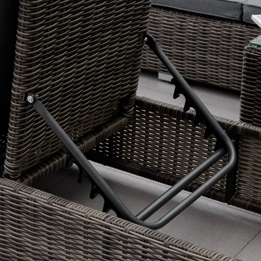 Outsunny polirattanowy leżak ogrodowy z bocznym stolikiem regulowanym aluminium