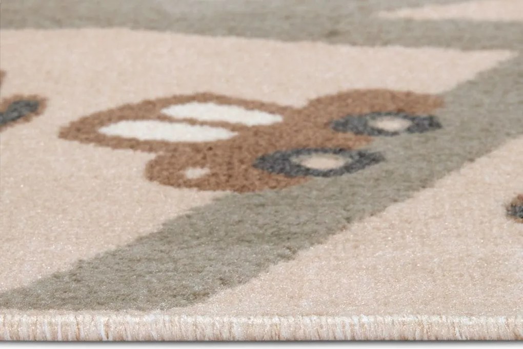 Dywan dziecięcy Safari Adventures – Zwierzęcy Park krem-brąz-szary 120 cm x 170 cm Atest