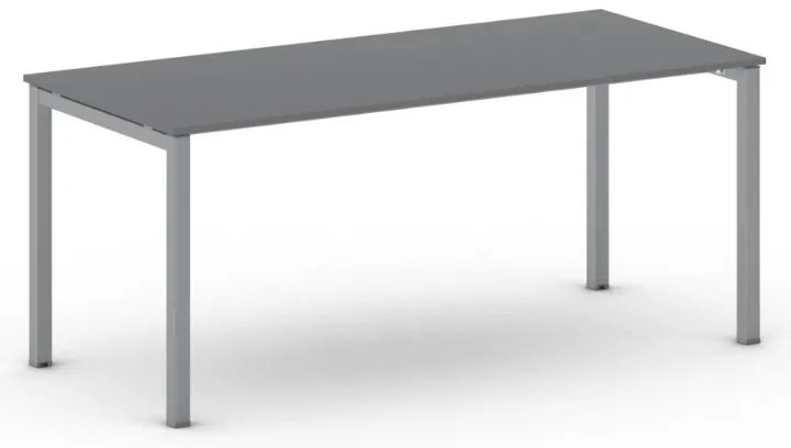 Stół konferencyjny do biura PRIMO SQUARE, 180x80 cm, szaro-srebrna podstawa, grafit