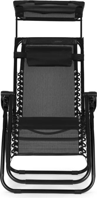 Składany leżak ogrodowy z regulowanym daszkiem Corfu 009, czarny