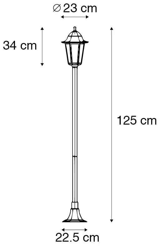 Zewnetrzna Klasyczna lampa stojąca czarna na zewnątrz IP44 125 cm - New Orleans Rustykalny / Vintage Oswietlenie zewnetrzne