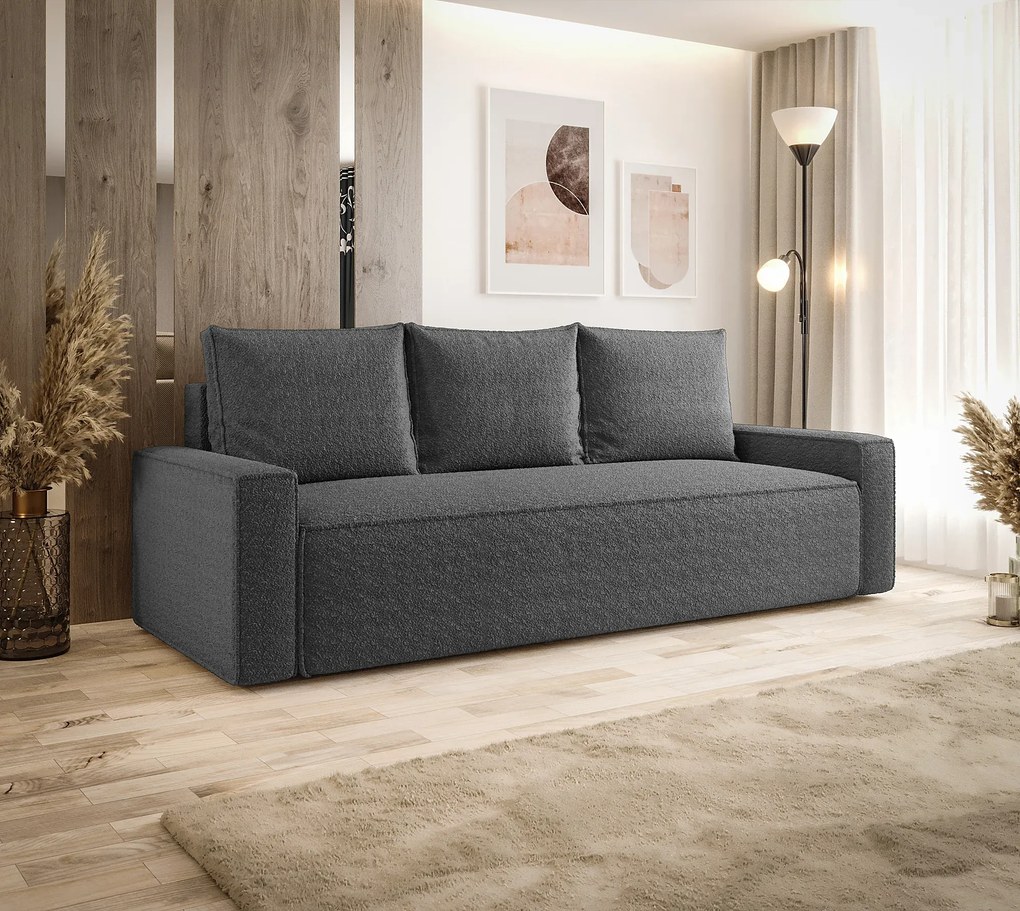 Grafitowa rozkładana sofa z funkcją spania T6-A44