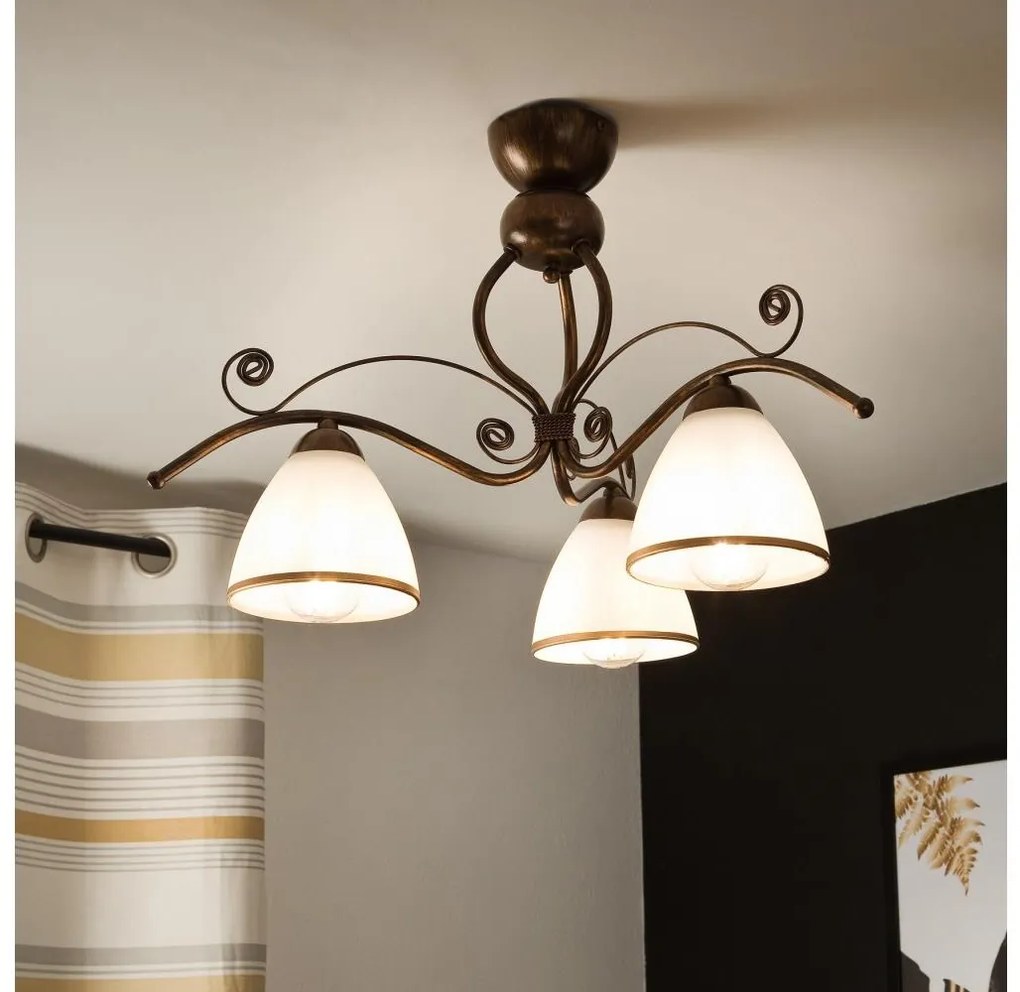 Żyrandol natynkowy RETRO 3xE27/60W/230V brąz patyna