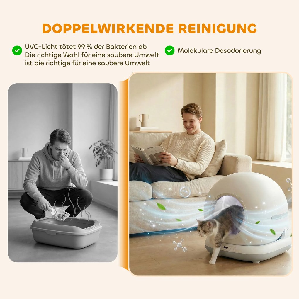 PawHut Samoczyszcząca kuweta, XL 72L, automatyczna kuweta z kamerą HD, sterowanie aplikacją, worki na odpady, dla kotów 1-12 kg | Aosom PL