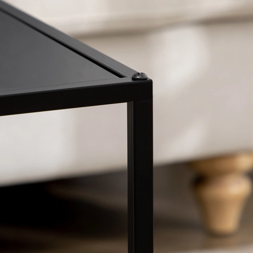 HOMCOM Zestaw 2 Stolików Kawowych Narożnych Nowoczesny Design Stalowa Rama Czarny 40x40x40cm | Aosom PL