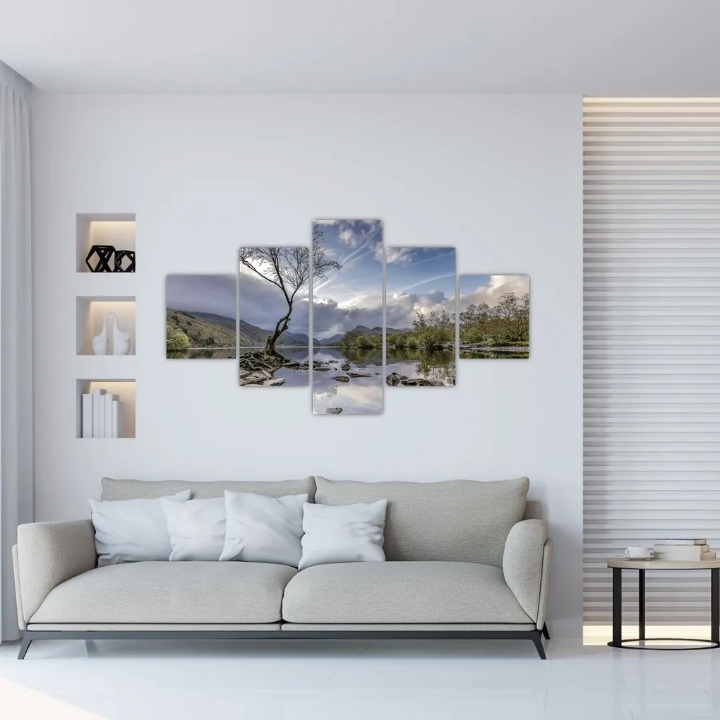 Obraz rzeki z drzewem (125x70 cm)