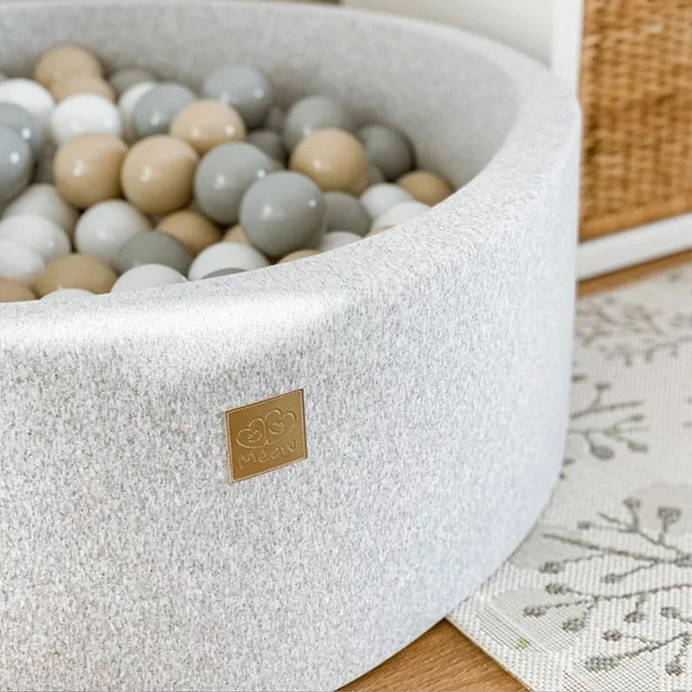 Szary sztruksowy basen z kulkami ø 90x30 cm Montessori – Meowbaby