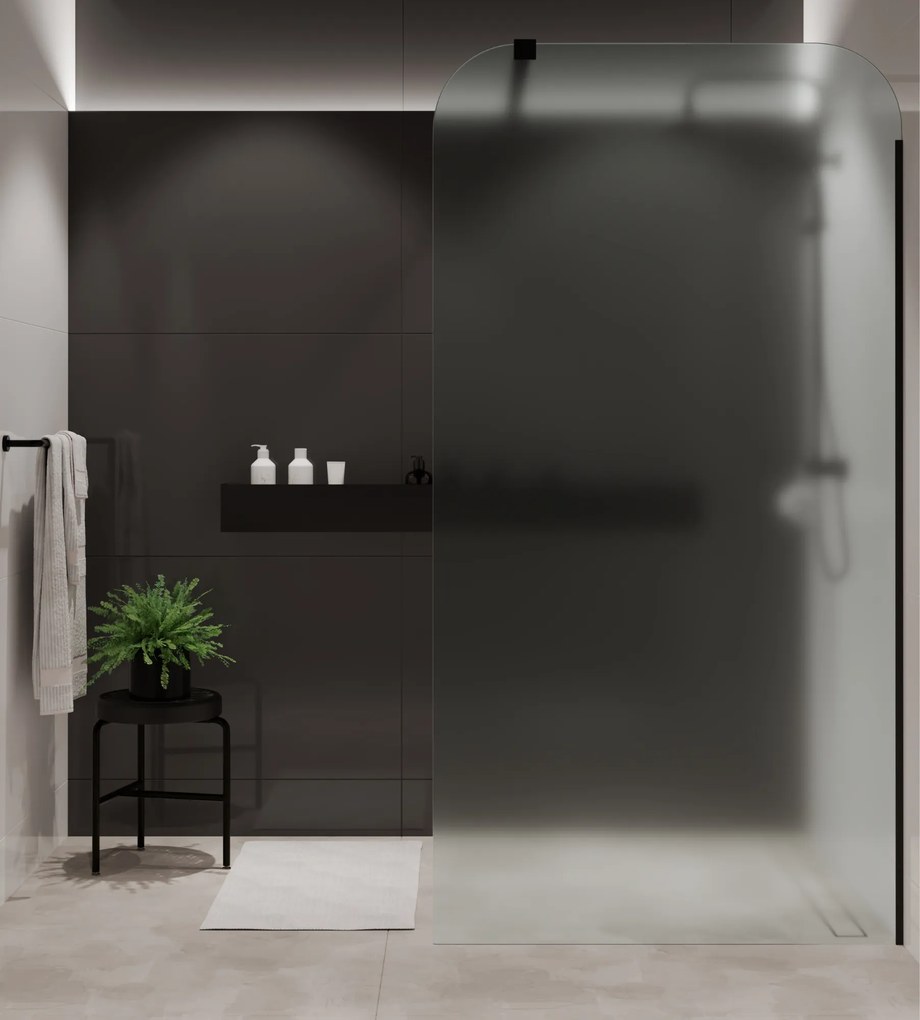 Ścianka prysznicowa Walk-in szkło satynowe matowe 8 mm MOLIS Satin Square MASSI | rożne rozmiary : Kolor profili kabiny - złoty szczotkowany, Szerokość ścianki - 120 cm, Typ montażu - WALK in FIX (Do ściany)