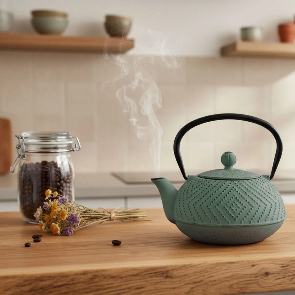 Czajnik żeliwny z zaparzaczem KAMIN, 900 ml