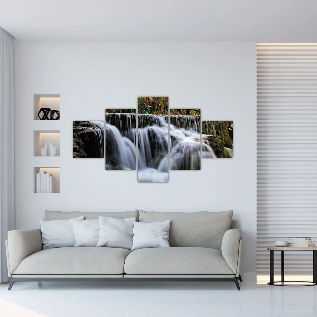 Obraz wodospadów w dżungli (125x70 cm)
