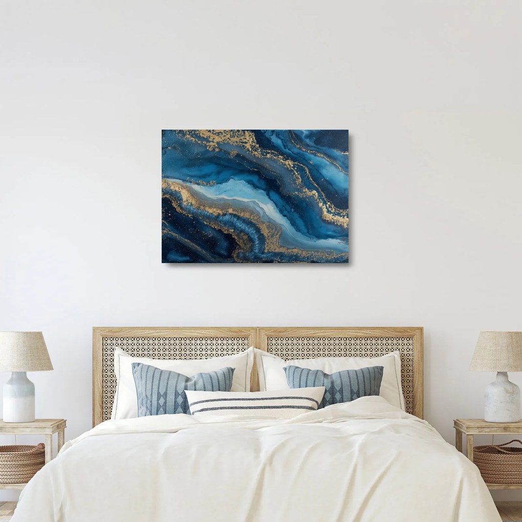 Obraz na szkle - Niebieska marmurowa abstrakcja (70x50 cm)