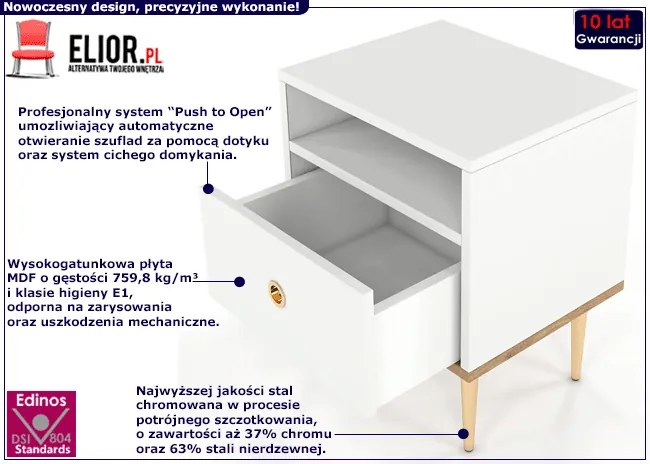 Biała nowoczesna szafka nocna glamour Azarox 5X