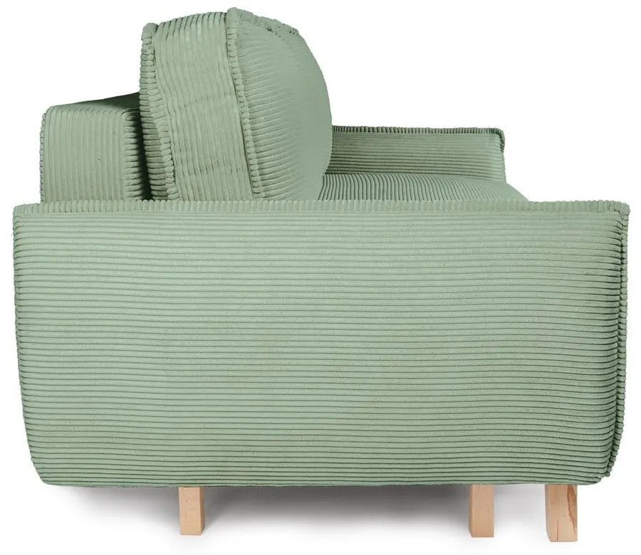 Jasnozielona sztruksowa rozkładana sofa 218 cm Tori – Bonami Selection