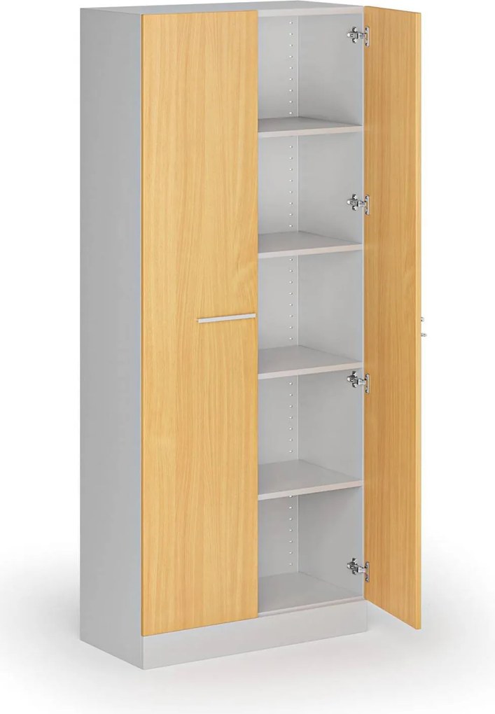 Metalowa szafa z drewnianymi drzwiami, demontowana, 1950 x 800 x 400 mm, buk