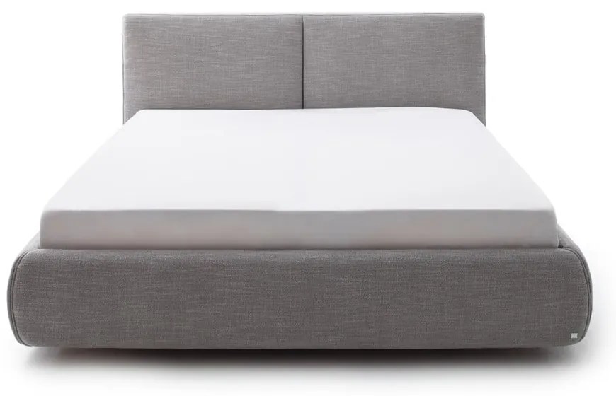 Szare tapicerowane łóżko dwuosobowe ze schowkiem ze stelażem 180x200 cm Atesio – Meise Möbel