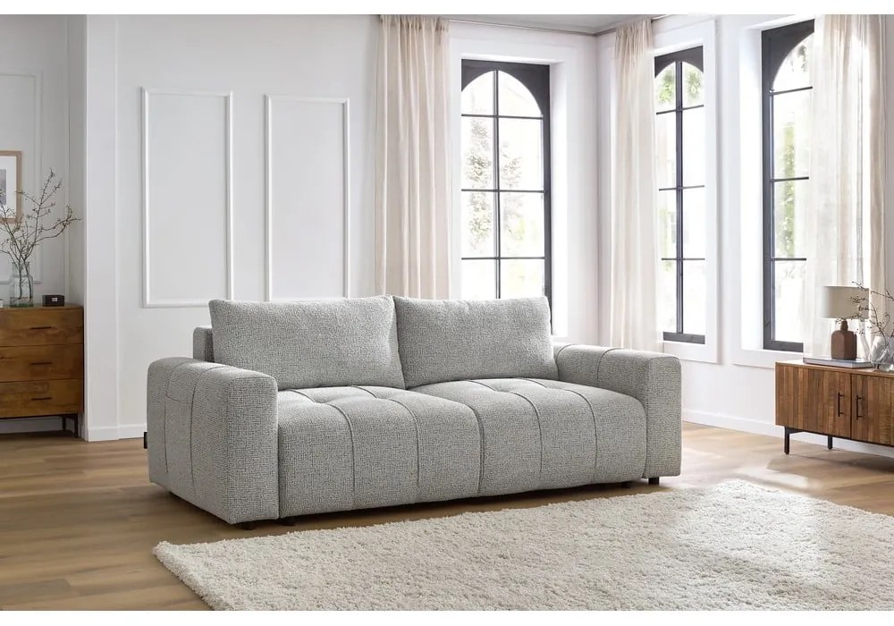 Jasnoszara rozkładana/ze schowkiem sofa 248 cm Arsene – Bobochic Paris