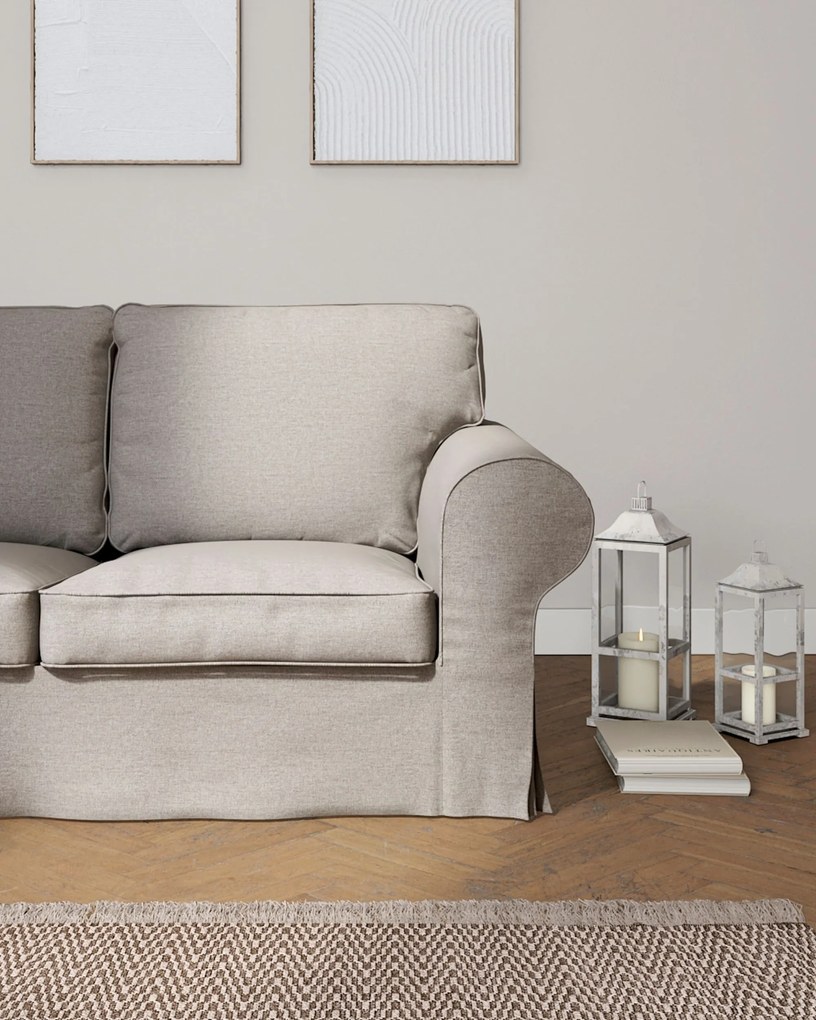 Pokrowiec na sofę Ektorp 2-osobową rozkładaną, model po 2012 kolor szary tkanina strukturalna