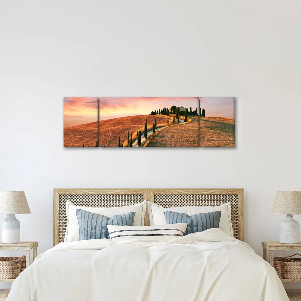 Obraz - Dom na wzgórzu, Toskania, Włochy (170x50 cm)