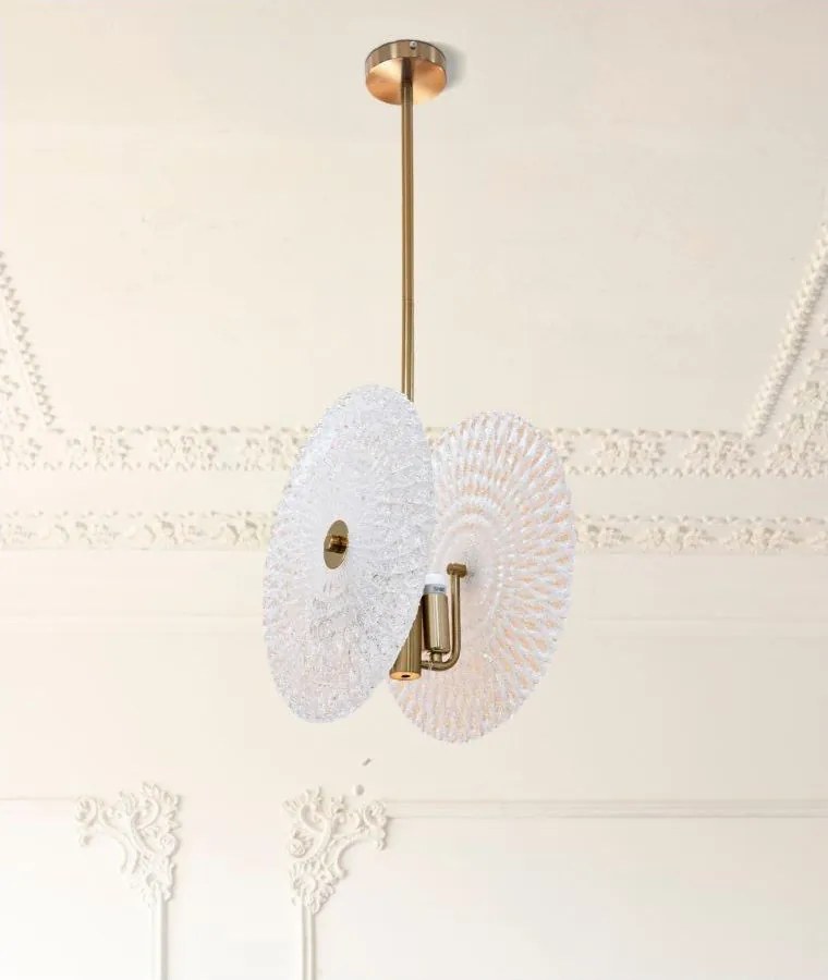 Lampa wisząca w kolorze złota ze szklanym kloszem Glass – Mauro Ferretti