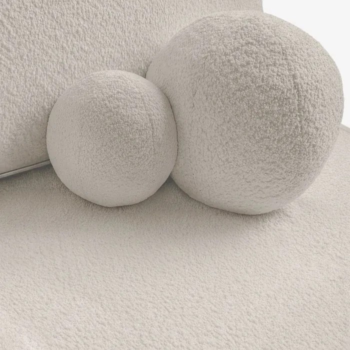 Sofa z Funkcją Spania ARVETO Kremowa Boucle Nowoczesna