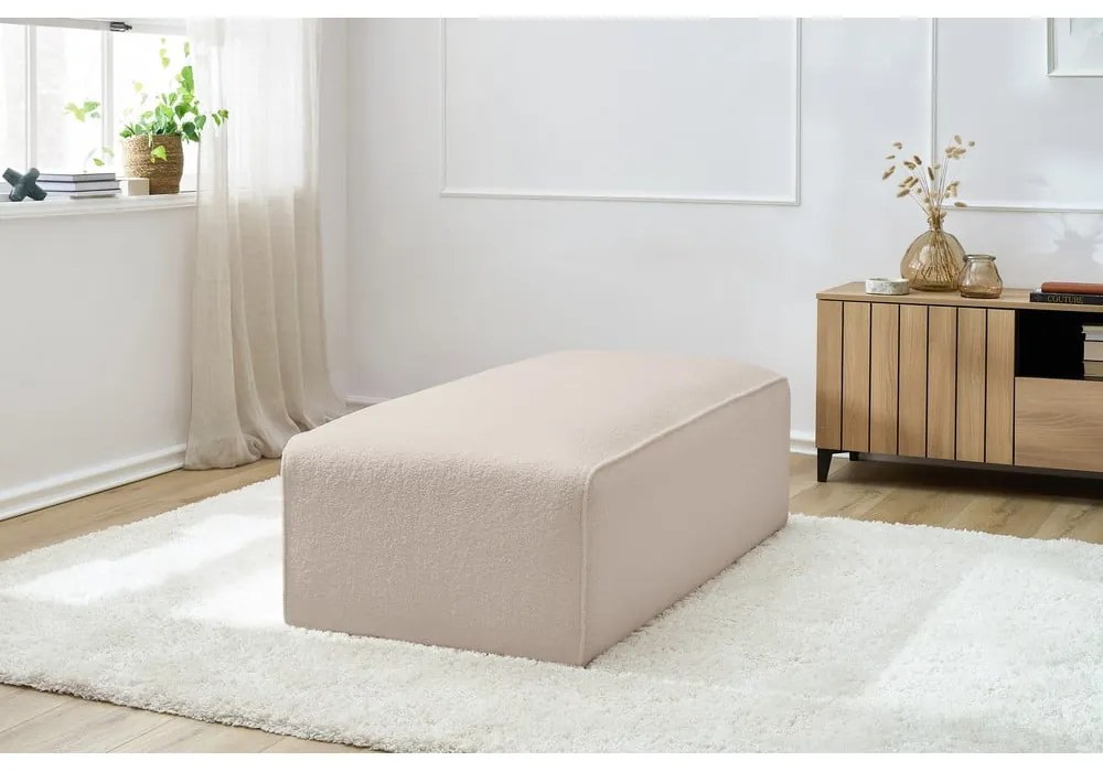 Beżowy podnóżek modułowy z materiału bouclé Megeve – Bobochic Paris