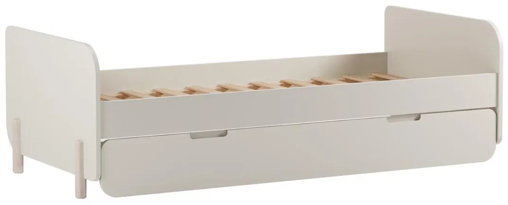 Łóżko wysuwane 2 x 90 x 190 cm - MDF i drewno sosnowe - Naturalny i beżowy - TALUDO